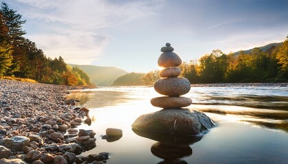 Stones Balance In The River