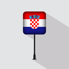 Croatia Flag Pole Vector Illustration