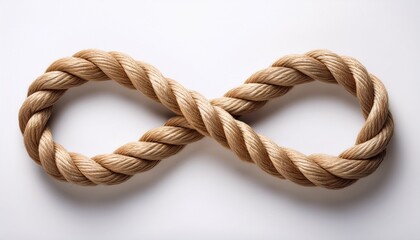 Obraz premium A Twisted Rope Forming An Infinity Symbol Representing Continuity And Endlessness On White Background