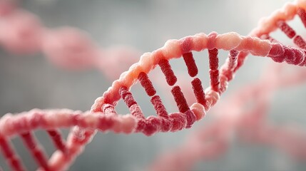 Macro Glowing Holographic Dna Helix Cinematic Hdr Structure on Grey Background with Light Effect