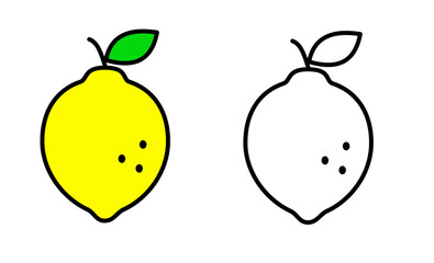 Simple flat vector lemon icons with outline