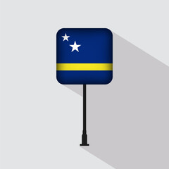Curacao Square Flag Pole Vector Illustration