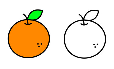 Simple flat vector orange icons with outline