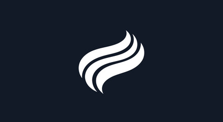 Abstract white wave logo design element.