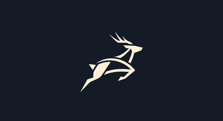 Elegant leaping deer logo design minimalist style.