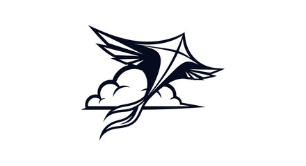 Elegant Kite Soaring Above Clouds Depicting Freedom and Movement.