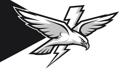 Majestic Hawk Emblem with Lightning Bolt Symbol. © Tawang