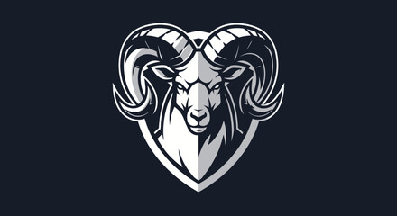 Majestic Ram Head Emblem with Intricate Horns and Bold Design.