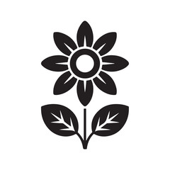 sunflower Silhouette , sunflower vector. Simple Floral Vector Illustration Isolated on White
