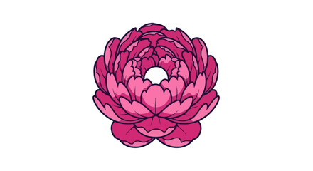 Stylized pink peony flower illustration with detailed petals.
