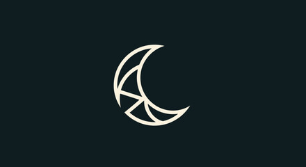 Elegant geometric crescent moon logo design abstract symbol.
