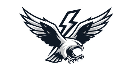 Majestic Eagle with Lightning Bolt Logo Design.