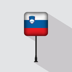 Slovenia Flag Pole Vector Illustration