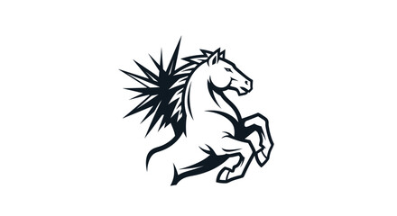 Majestic rearing horse with spiky mane.