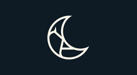 Minimalist crescent moon logo design with abstract lines.