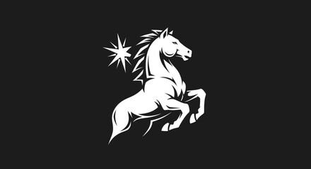 White Horse Silhouette with Star Symbol.
