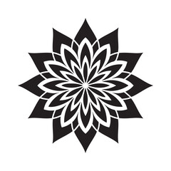 Mandala Floral Ornament Vector in Black and White