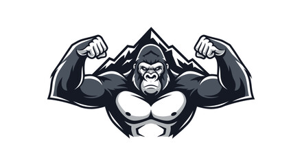 Powerful Gorilla Flexing Muscles Strong Ape.