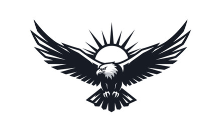 Majestic Bald Eagle with Sunburst Vector Illustration.