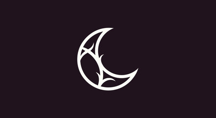 Obraz premium Stylized crescent moon with organic branch-like details.