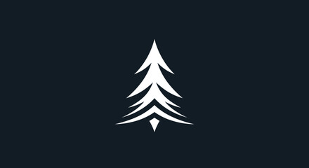Obraz premium Stylized White Evergreen Tree Silhouette on Dark Background.
