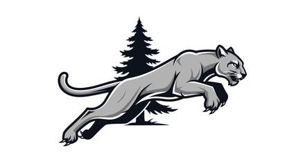 Majestic cougar leaping through the air with determination and grace.