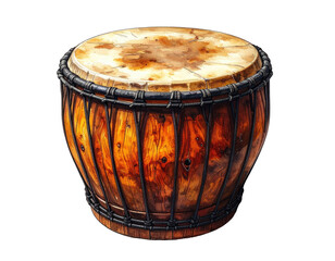 Round wooden drum, rich warm tones