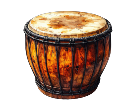 Round wooden drum, rich warm tones