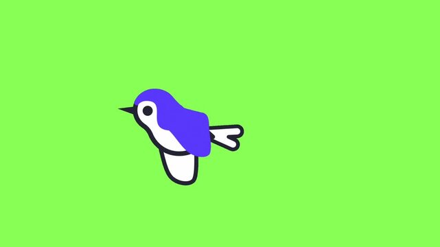 Blue bird flying on green background
