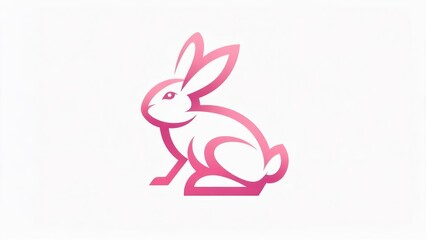 Elegant Pink Rabbit Illustration - A Minimalist Design for Easter and Spring.