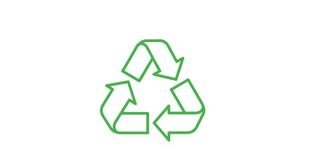 Green line art recycling symbol representing the Mobius loop for reuse, reduce, and conservation. Vector illustration svg isolated on transparent background.