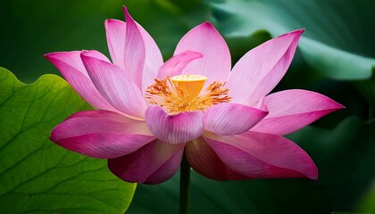 Vibrant Pink Lotus Flower Blooming On A Green Leafy Background
