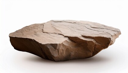 Rock Stone Podium Isolated White Backgrounds Cliff Edge Beige Formation Well Stand Display Production Cosmetics Clipping Path