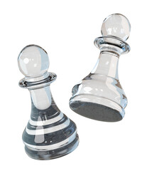 glass chess pawn isolated on transparent background