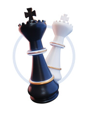 black white king chess with circle isolated on transparent background