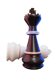 black white chess pieces isolated on transparent background