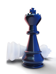 Black White chess king and queen isolated on transparent background