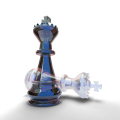 Black and White Glass Chess isolated on transparent background