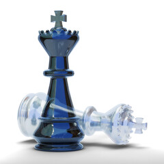 Glass Black White King Chess Piecesisolated on transparent background