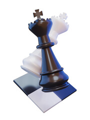 black white chess king isolated on transparent background