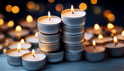 A Stack Of Small Round Candles