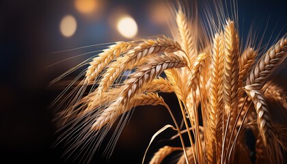 Ears Of Wheat On A Dark Blurred Background