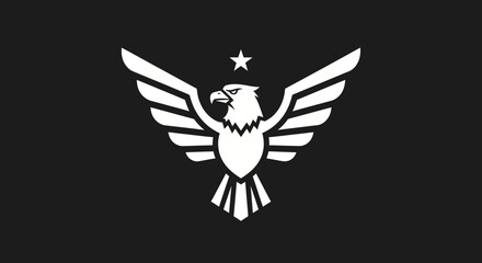 Majestic eagle emblem soaring high with outstretched wings and star above.