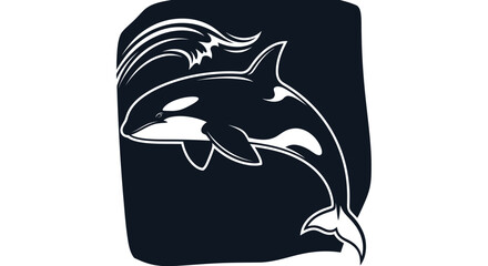 Striking Orca Illustration with Dynamic Wave Detail.