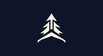 Fototapeta premium Stylized Pine Tree Logo Design with Arrow Elements.