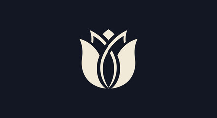 Elegant floral design featuring a stylized tulip blossom in a minimalist style.