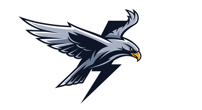 Dynamic Eagle Emblem Featuring Sharp Lightning Strike Graphic.
