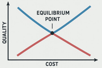 Equilibrium point on graph balancing quality and cost for optimal balance in decision making and resource management