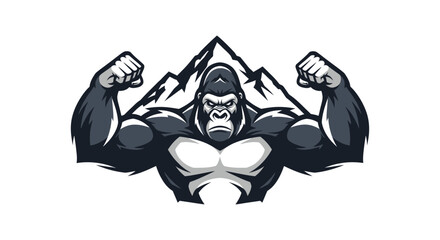 Powerful Gorilla Flexing Muscles Strong Ape.