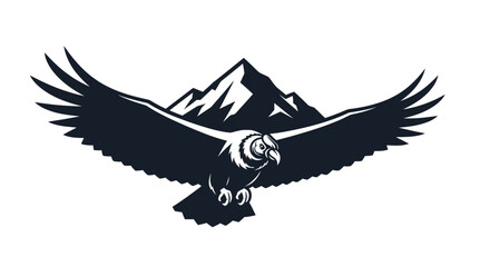 Majestic Eagle Soaring Before Mountain Peak Silhouette.